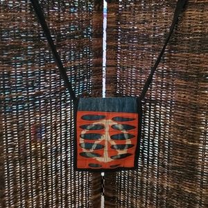 ✌ Peace Sign ☮ Crossbody Bag Boho Shred on Denim♡